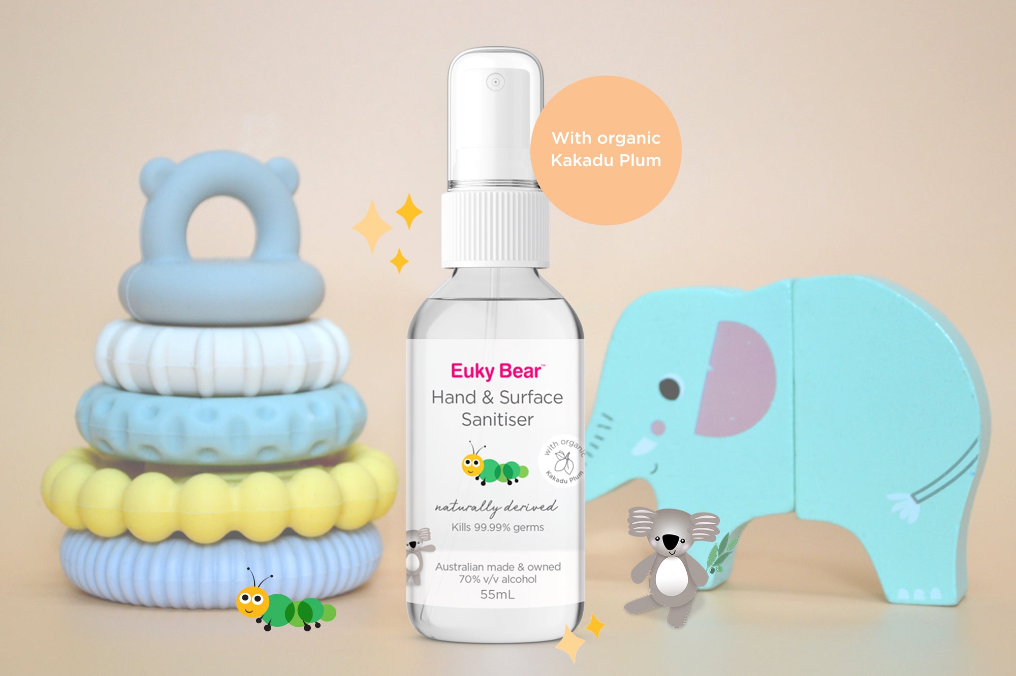 Protect little hands naturally, with NEW Euky Bear Hand & Surface Sanitiser